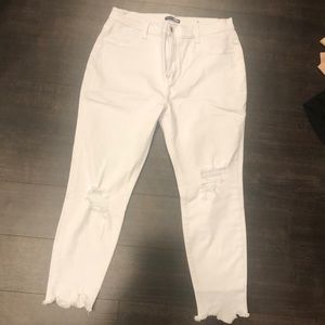 FashionNova ripped white denim Jeans tag removed